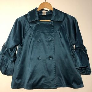 Teal satin babydoll jacket